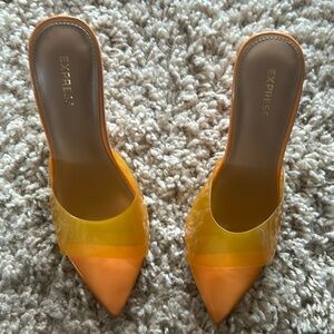 Express Orange pointed toe wedge